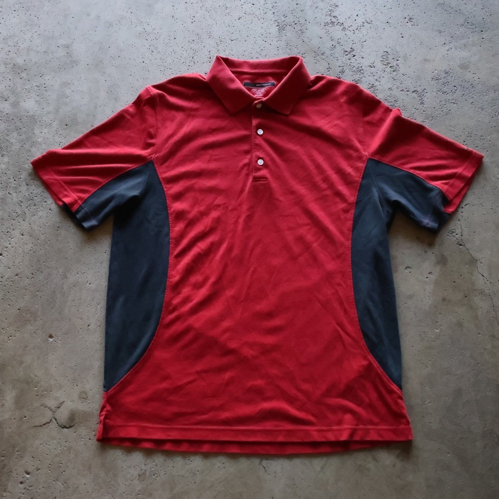 Greg Norman Play Dry Mens Golf Polo Shirt Size XL Red Black Short Sleeve